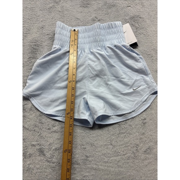 Nike One Dri-FIT 3" Brief-Lined Ultra‎ High Waisted Shorts Size XS Sky Blue New - Picture 2 of 6